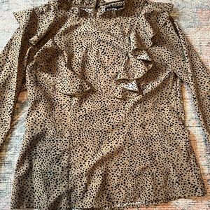 SHEIN Size 4 leopard print business-casual top! Amazing ruffle detailing
